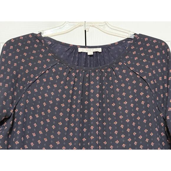 Women's LOFT Blue Printed Blouse, Size M - Picture 3 of 5
